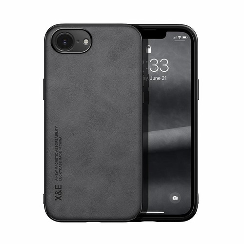 iPhone 17e / 16e Skin Feel Magnetic Leather Back Phone Case - Dark Grey