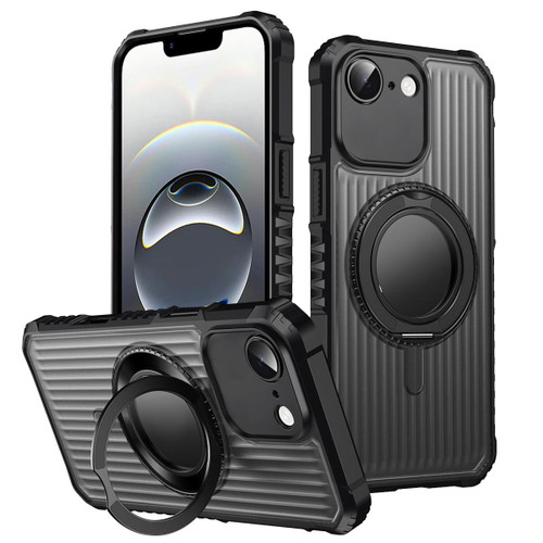 iPhone 17e / 16e Skin Sense Rotation Stand Semi-transparent Magsafe Phone Case - Black