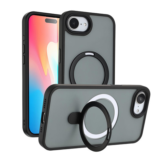 iPhone 17e / 16e Skin-feel MagSafe Holder PC Hybrid TPU Phone Case - Black