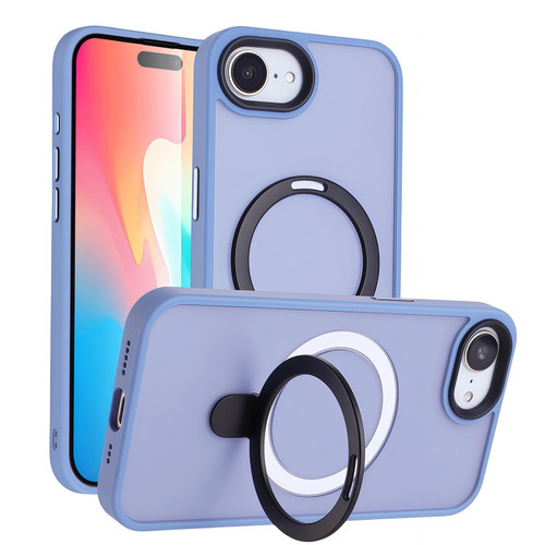 iPhone 17e / 16e Skin-feel MagSafe Holder PC Hybrid TPU Phone Case - Blue
