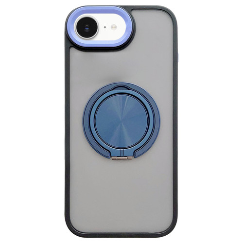 iPhone 17e / 16e Skin-feel Two-color Edge Strips 360 MagSafe Holder Phone Case - Dark Blue