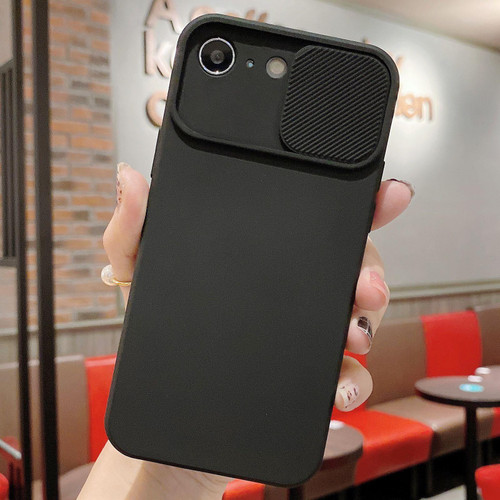 iPhone 17e / 16e Slid Camera Shield Liquid Silicone TPU Phone Case - Black