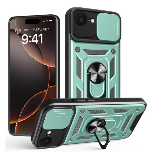 iPhone 17e / 16e Sliding Camera Cover Design TPU+PC Phone Case - Green