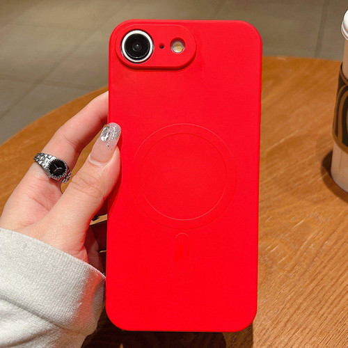 iPhone 17e / 16e Solid Color Liquid Silicone MagSafe Magnetic Phone Case - Red