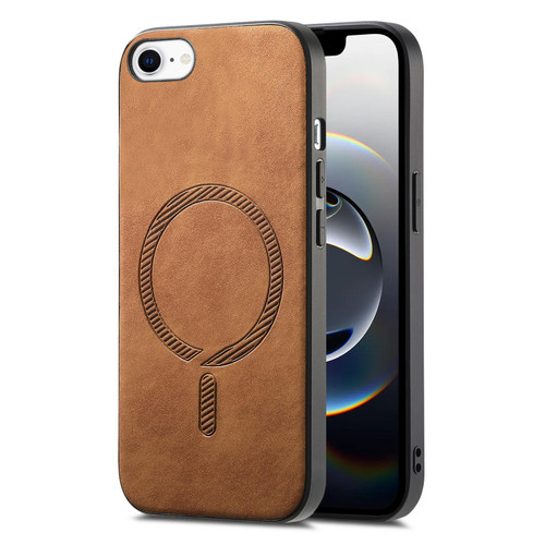 iPhone 17e / 16e Solid Color Retro Magsafe PU Back Cover Phone Case - Brown