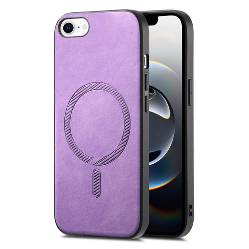 iPhone 17e / 16e Solid Color Retro Magsafe PU Back Cover Phone Case - Purple