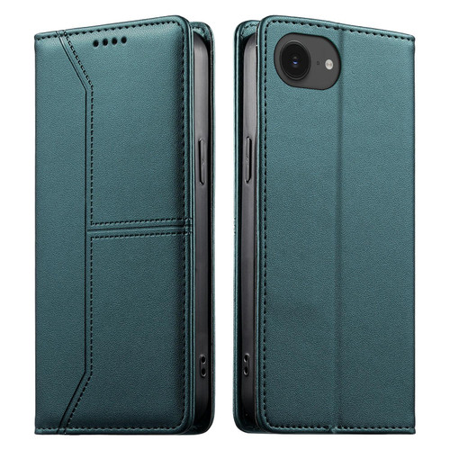 iPhone 17e / 16e Stitched Line Magnetic RFID Vegan Leather Phone Case - Green