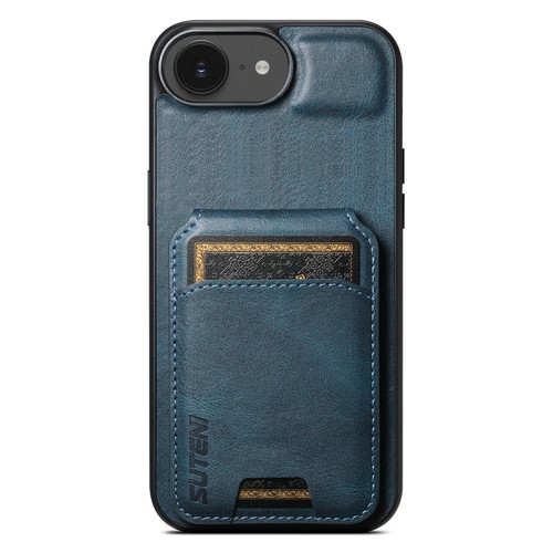 iPhone 17e / 16e Suteni H02 Leather Wallet Stand Back Phone Case - Blue