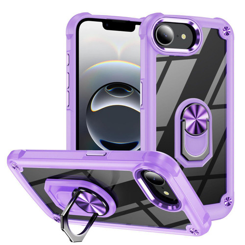 iPhone 17e / 16e TPU + PC Lens Protection Phone Case with Ring Holder - Purple