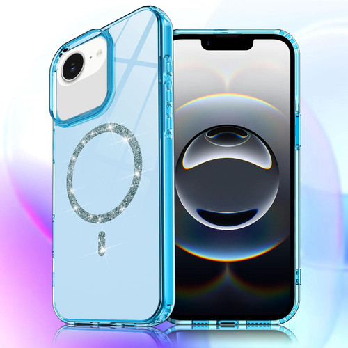 iPhone 17e / 16e Transparent MagSafe Glitter Powder Acrylic Phone Case - Blue