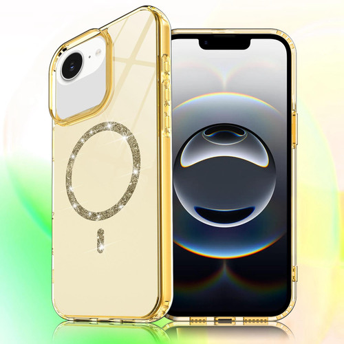 iPhone 17e / 16e Transparent MagSafe Glitter Powder Acrylic Phone Case - Yellow