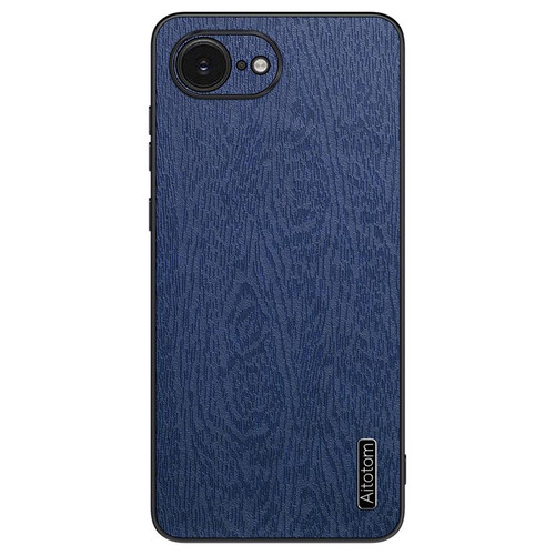 iPhone 17e / 16e Tree Bark Leather Shockproof Phone Case - Blue