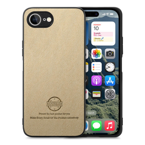 iPhone 17e / 16e Twill Fabric Leather Skin Back Phone Case - Khaki