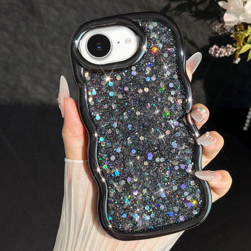 iPhone 17e / 16e Wave Glitter Sequined Electroplated Phone Case - Black