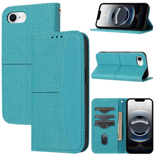 iPhone 17e / 16e Woven Texture Stitching Magnetic Leather Phone Case - Blue