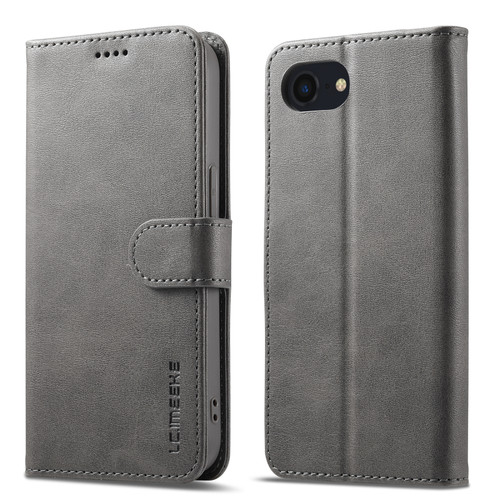 LC.IMEEKE Calf Texture Horizontal Flip Leather Case iPhone 16e / 17e - Grey