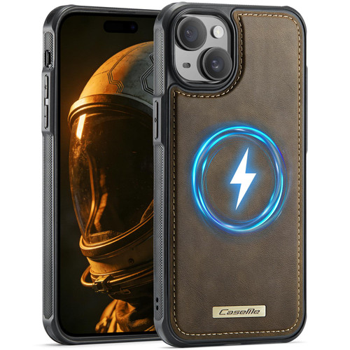 Apple iPhone 14 CaseMe C69 Series Magnetic Vegan Leather Back Phone Case - Coffee