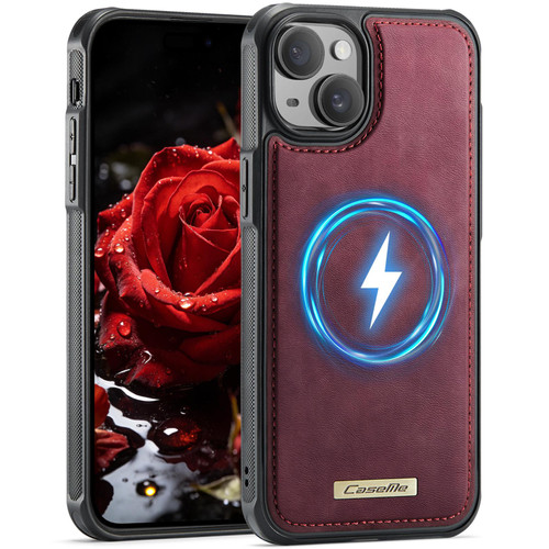 Apple iPhone 14 CaseMe C69 Series Magnetic Vegan Leather Back Phone Case - Red