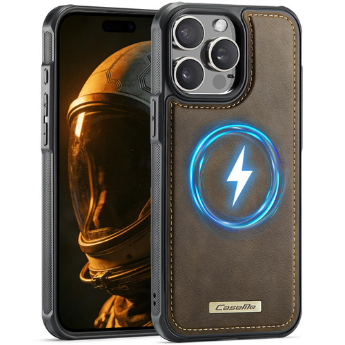 Apple iPhone 15 Pro CaseMe C69 Series Magnetic Vegan Leather Back Phone Case - Coffee