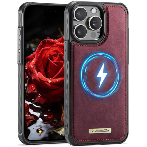 Apple iPhone 15 Pro Max CaseMe C69 Series Magnetic Vegan Leather Back Phone Case - Red