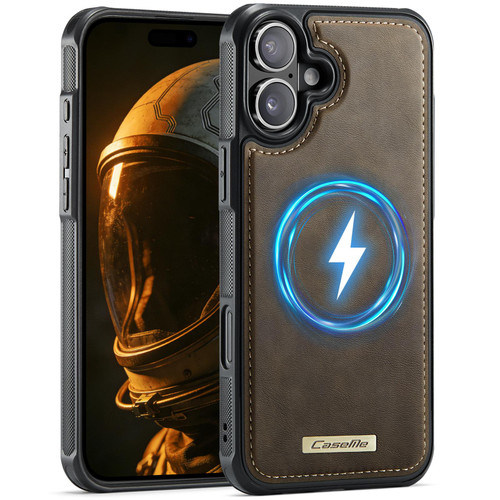 Apple iPhone 16 CaseMe C69 Series Magnetic Vegan Leather Back Phone Case - Coffee