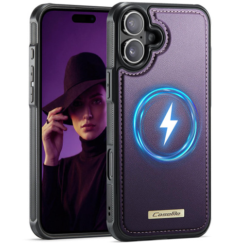 Apple iPhone 16 Plus CaseMe C69 Series Magnetic Vegan Leather Back Phone Case - Purple