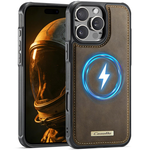 Apple iPhone 16 Pro Max CaseMe C69 Series Magnetic Vegan Leather Back Phone Case - Coffee