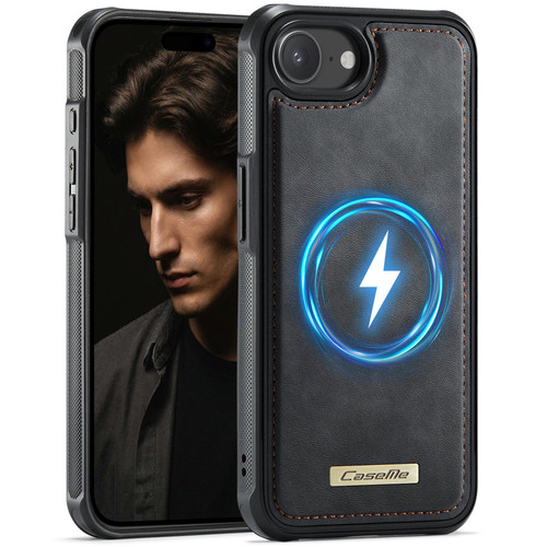 Apple iPhone 17e /16e CaseMe C69 Series Magnetic Vegan Leather Back Phone Case - Black