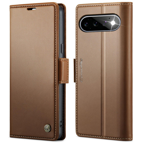 Google Pixel 11 / 11 Pro CaseMe 023 Butterfly Buckle Litchi Texture RFID Anti-theft Leather Phone Case - Brown