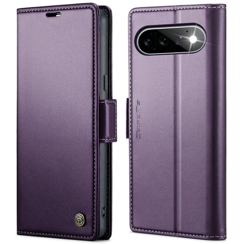 Google Pixel 11 / 11 Pro CaseMe 023 Butterfly Buckle Litchi Texture RFID Anti-theft Leather Phone Case - Purple