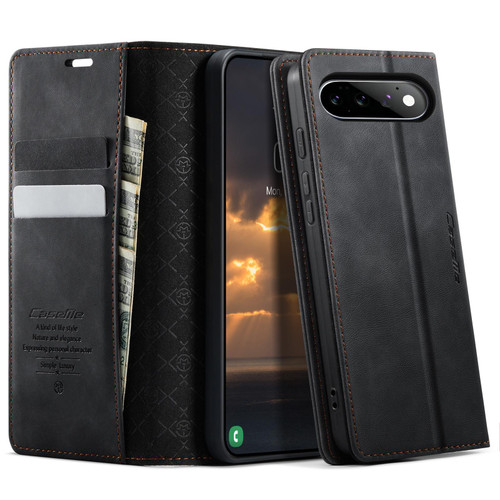 Google Pixel 11 / 11 Pro CaseMe 033 Calf Leather Lining Microfibre RFID Blocking Phone Case - Black