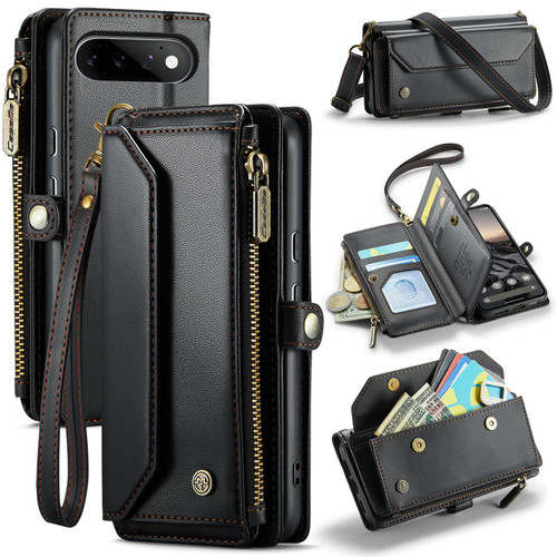 Google Pixel 11 / 11 Pro CaseMe C36 Card Slots Zipper Wallet RFID Anti-theft Leather Phone Case - Black