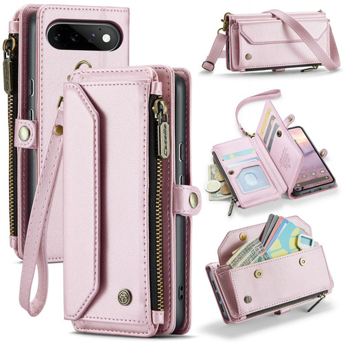Google Pixel 11 / 11 Pro CaseMe C36 Card Slots Zipper Wallet RFID Anti-theft Leather Phone Case - Pink