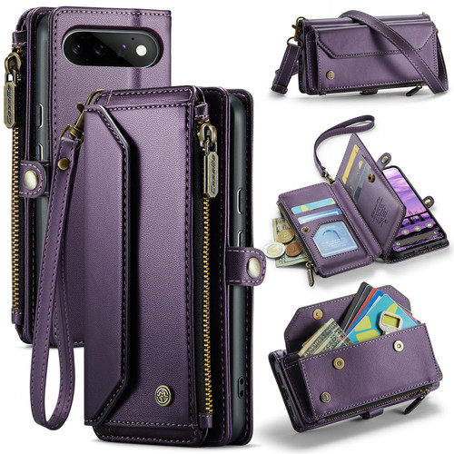 Google Pixel 11 / 11 Pro CaseMe C36 Card Slots Zipper Wallet RFID Anti-theft Leather Phone Case - Purple