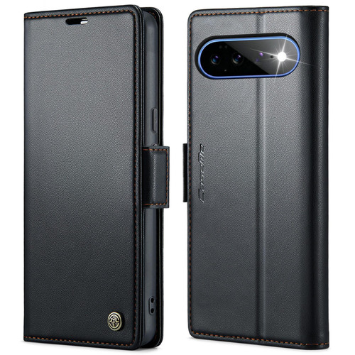 Google Pixel 11 Pro XL CaseMe 023 Butterfly Buckle Litchi Texture RFID Anti-theft Leather Phone Case - Black