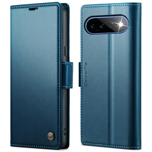 Google Pixel 11 Pro XL CaseMe 023 Butterfly Buckle Litchi Texture RFID Anti-theft Leather Phone Case - Blue