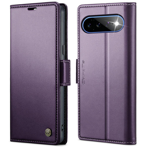 Google Pixel 11 Pro XL CaseMe 023 Butterfly Buckle Litchi Texture RFID Anti-theft Leather Phone Case - Purple