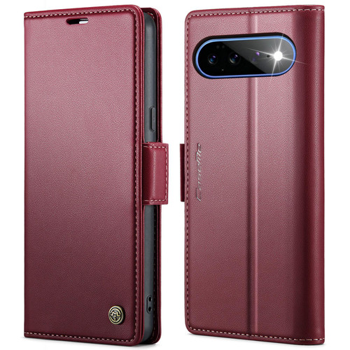 Google Pixel 11 Pro XL CaseMe 023 Butterfly Buckle Litchi Texture RFID Anti-theft Leather Phone Case - Red