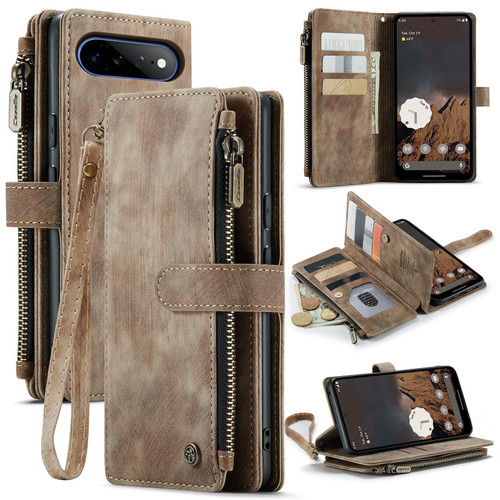Google Pixel 11 Pro XL CaseMe C30 Card Slots Zipper Wallet Leather Phone Case - Brown