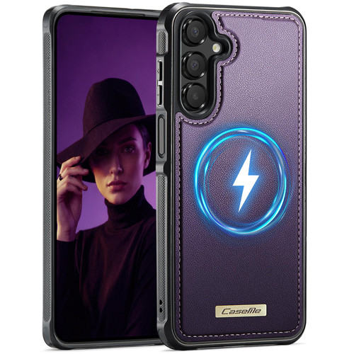 Samsung Galaxy A15 4G / 5G CaseMe C69 Series Magnetic Vegan Leather Back Phone Case - Purple
