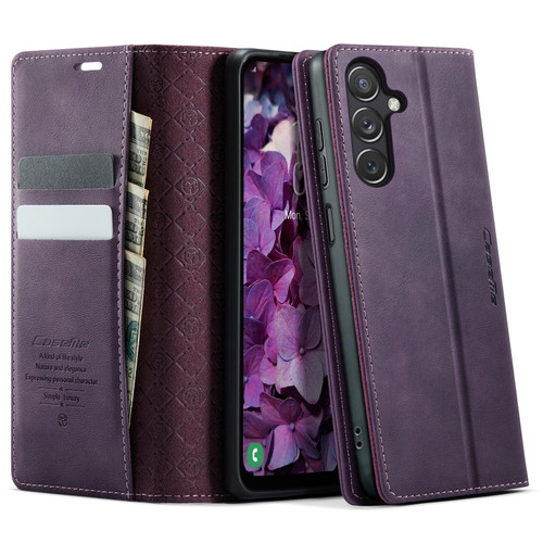 Samsung Galaxy A24 4G CaseMe 033 Calf Leather Lining Microfibre RFID Blocking Phone Case - Purple