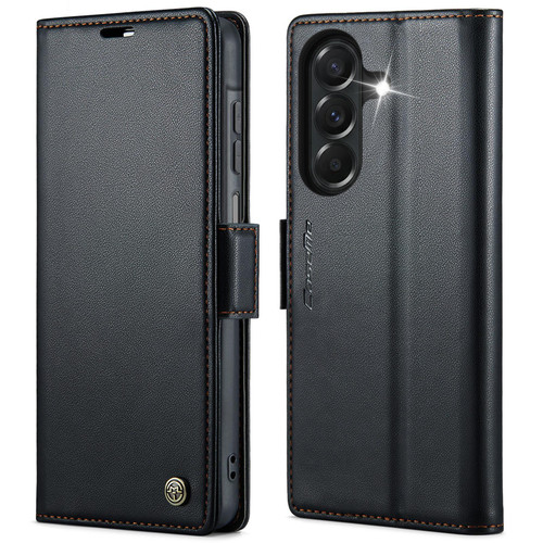 Samsung Galaxy A27 5G CaseMe 023 Butterfly Buckle Litchi Texture RFID Anti-theft Leather Phone Case - Black