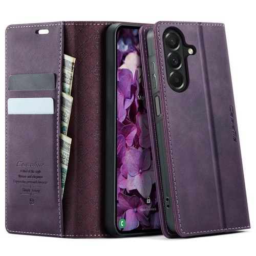 Samsung Galaxy A27 5G CaseMe 033 Calf Leather Lining Microfibre RFID Blocking Phone Case - Purple