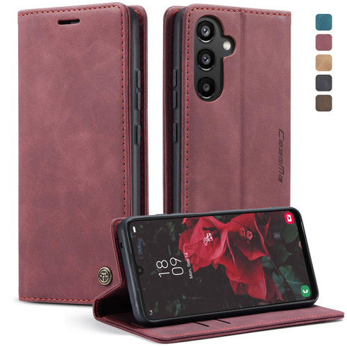 Samsung Galaxy A34 5G CaseMe 013 Multifunctional Horizontal Flip Leather Phone Case - Wine Red