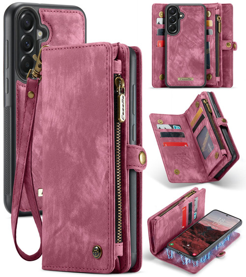 Samsung Galaxy A37 5G CaseMe 008 Detachable Multifunctional Leather Phone Case - Wine Red