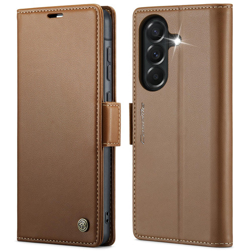 Samsung Galaxy A37 5G CaseMe 023 Butterfly Buckle Litchi Texture RFID Anti-theft Leather Phone Case - Brown