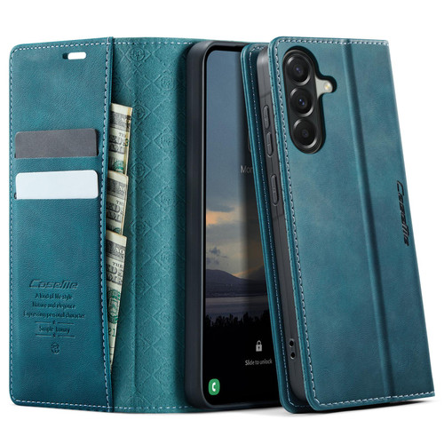 Samsung Galaxy A37 5G CaseMe 033 Calf Leather Lining Microfibre RFID Blocking Phone Case - Green