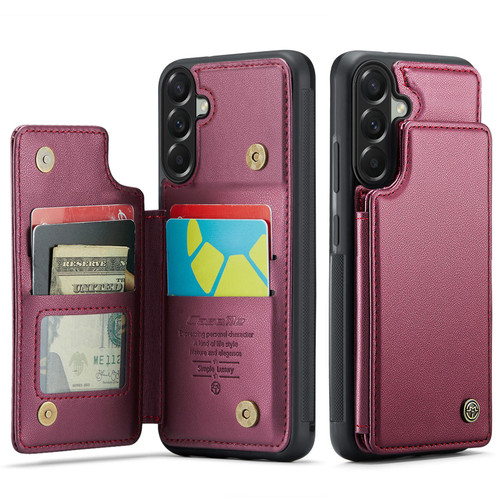 Samsung Galaxy A37 5G CaseMe C22 Card Slots Holder RFID Anti-theft Phone Case - Red