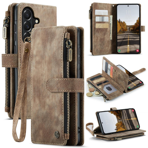 Samsung Galaxy A37 5G CaseMe C30 Card Slots Zipper Wallet Leather Phone Case - Brown