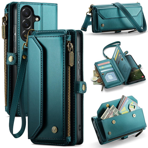 Samsung Galaxy A37 5G CaseMe C36 Card Slots Zipper Wallet RFID Anti-theft Leather Phone Case - Blue